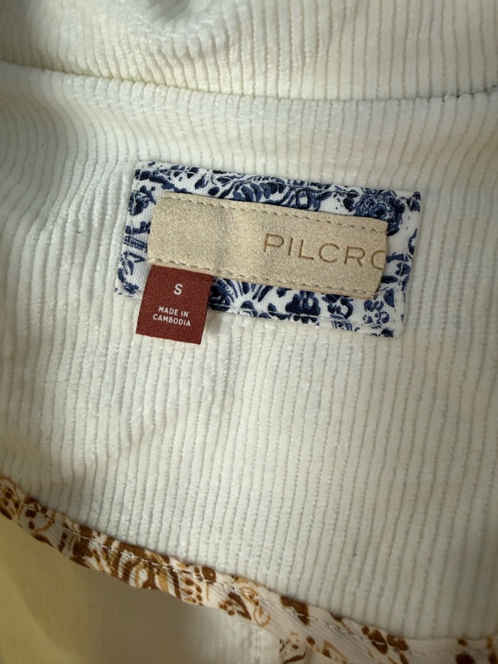 Pilcro Corduroy Blazer Jacket Cream Button Front Utility Jacket S - Picture 4 of 6